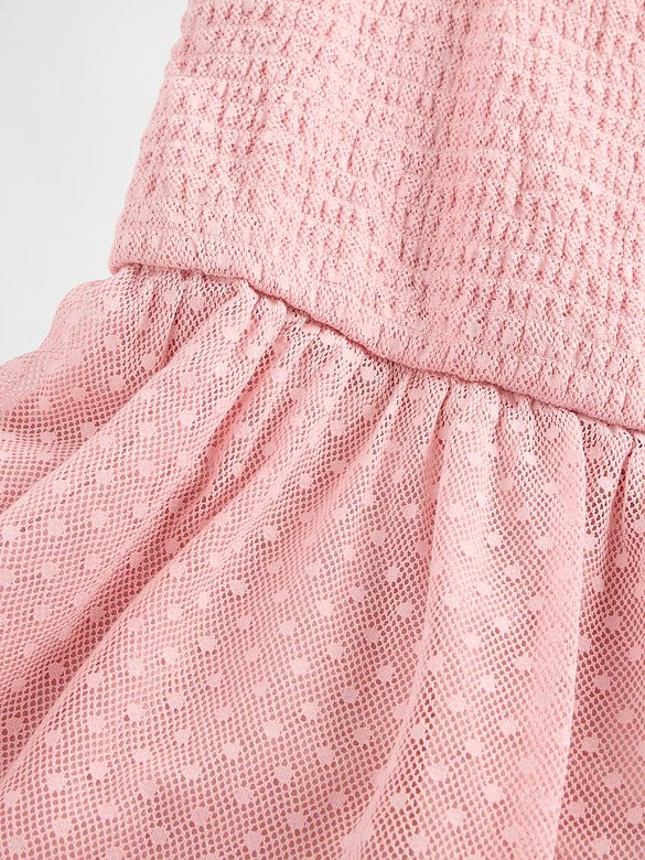Kids Mesh Ruffle Cap-Sleeve Dress