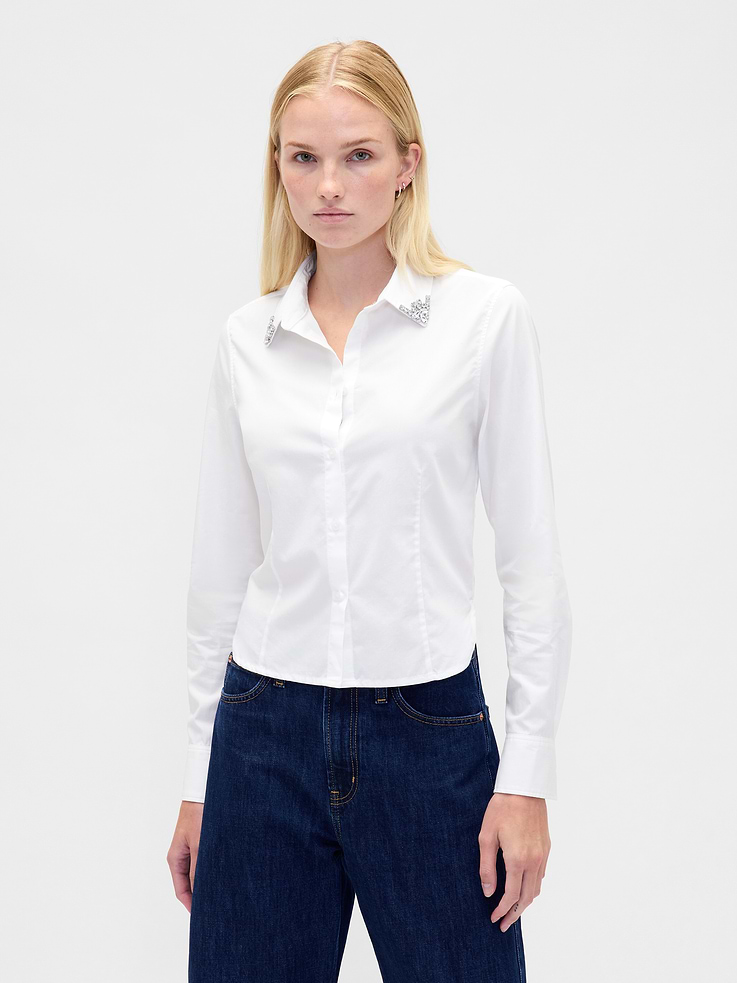 Image number 1 showing, Organic Cotton Fitted Crop Shirt