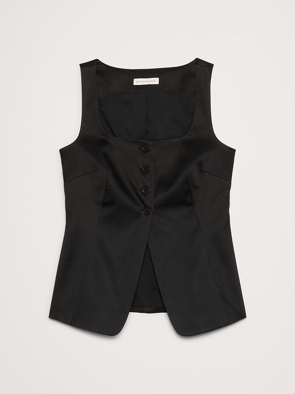 Satin Square-Neck Long Vest