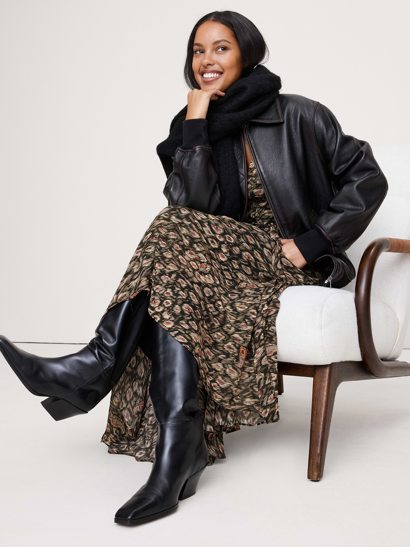 Image number 5 showing, Georgette Puff-Sleeve Maxi Dress