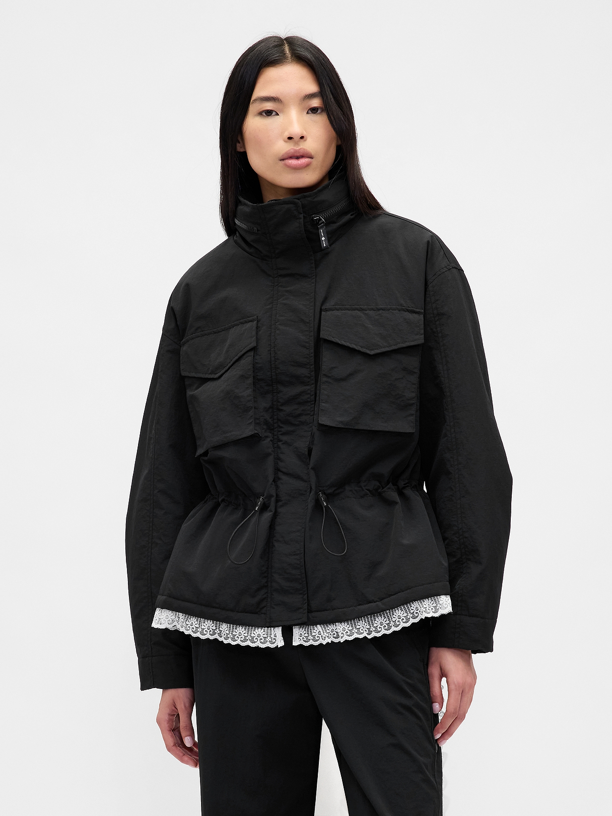 Gap × Sandy Liang Lace-Trim Cinched Jacket | Gap