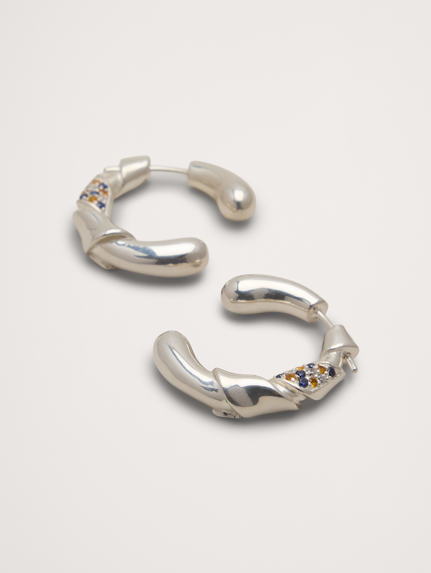 Image number 2 showing, Rhinestone Ribbon Hoop Earrings