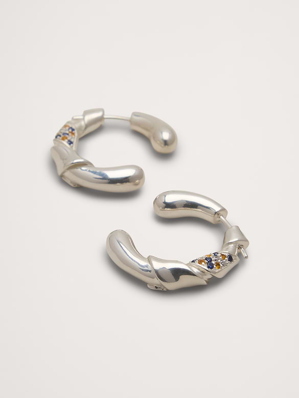 Rhinestone Ribbon Hoop Earrings