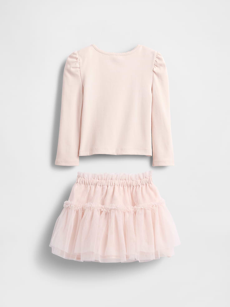 Image 3 of 3, Baby & Toddler Rib & Tulle Outfit Set