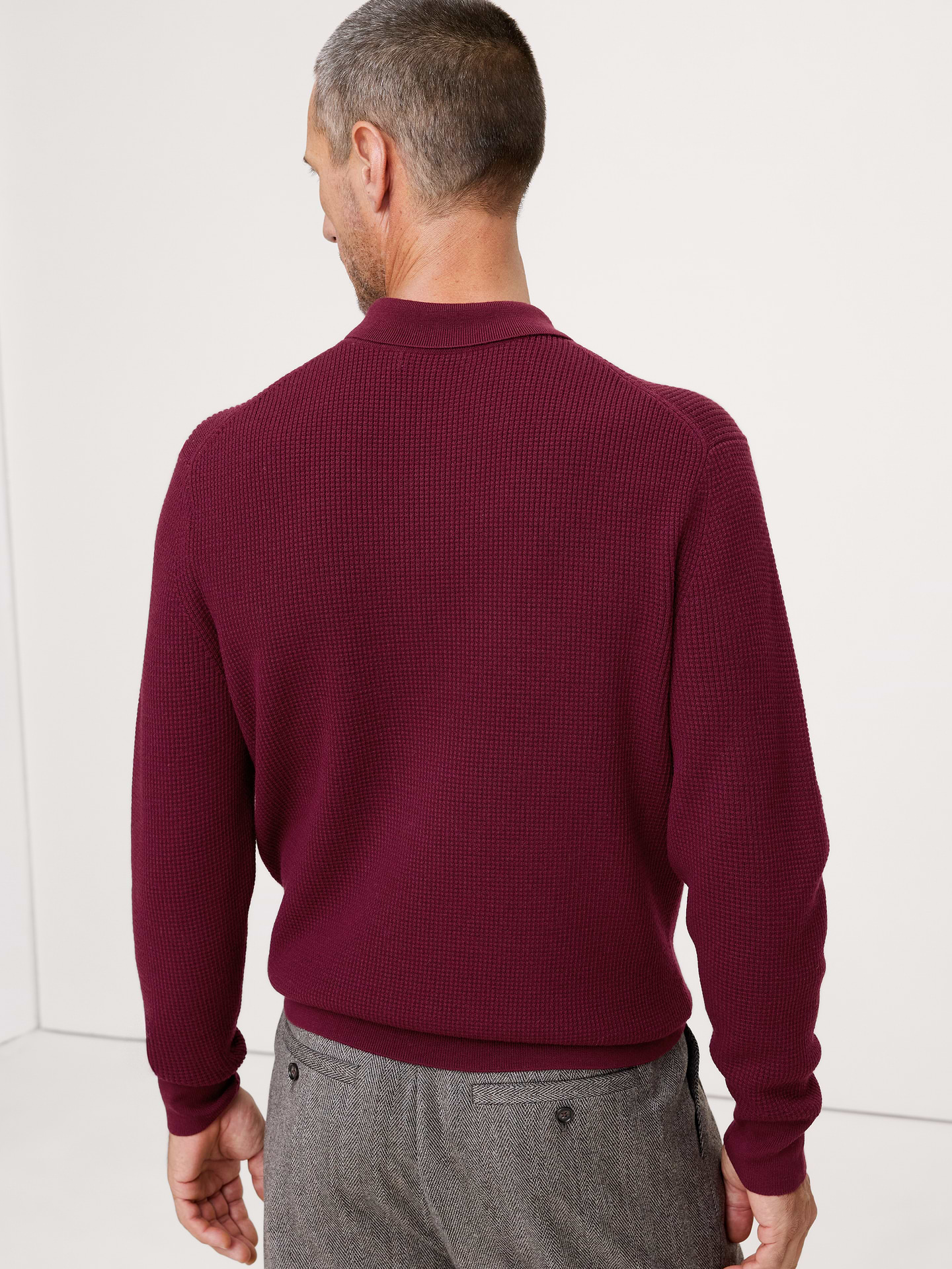 Image number 2 showing, Merino Waffle-Knit Sweater Polo