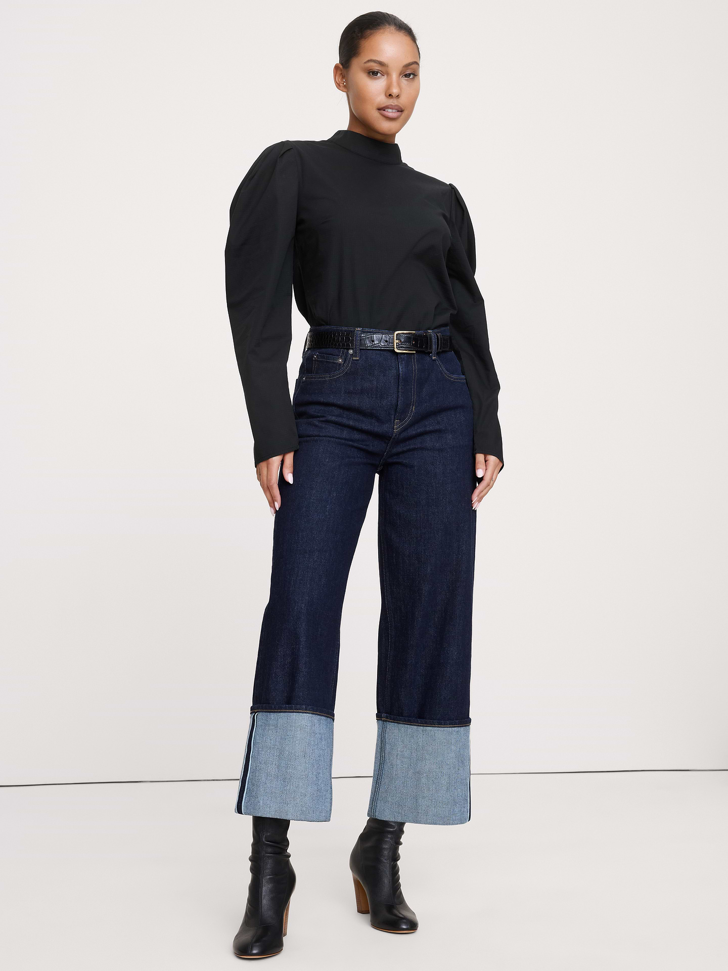 L'image numéro 6 présente Haut en coton extensible à manches bouffantes