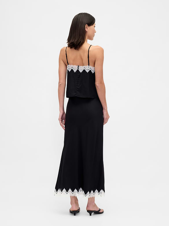 Lace-Trim Maxi Skirt
