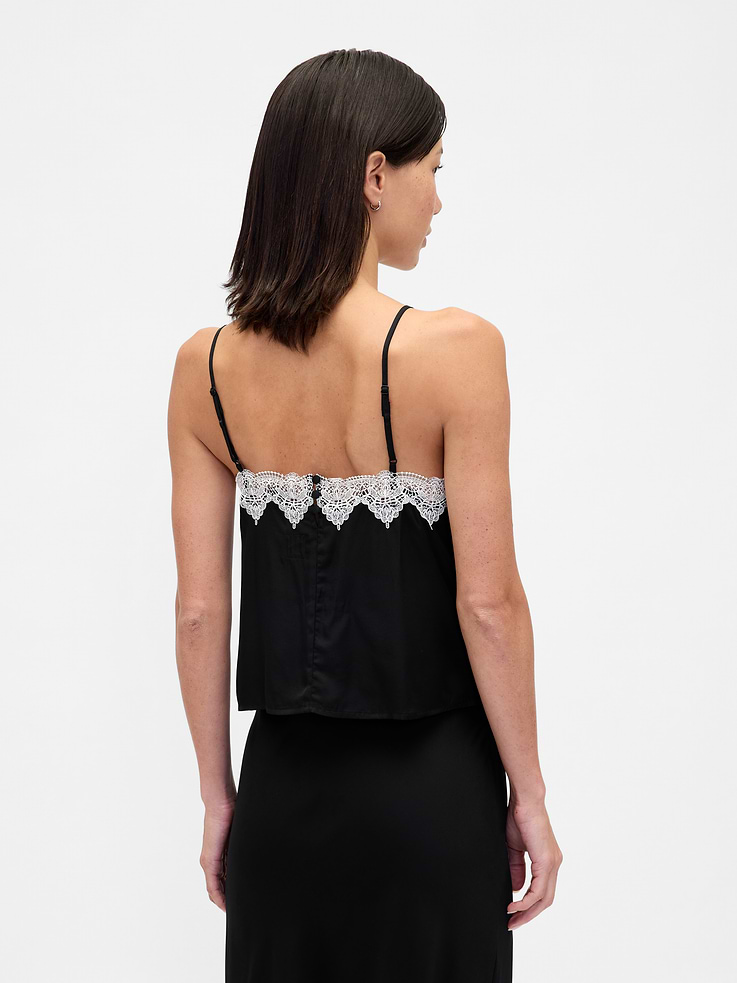 Image 3 of 5, Lace-Trim Crop Cami