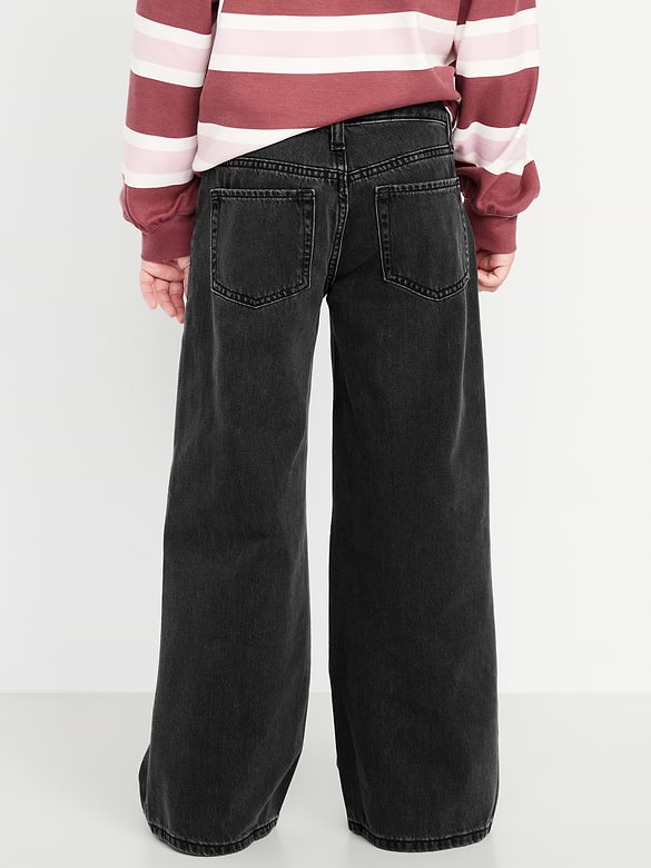 Jean à ceinture croisée coupe très généreuse à jambe large pour fille