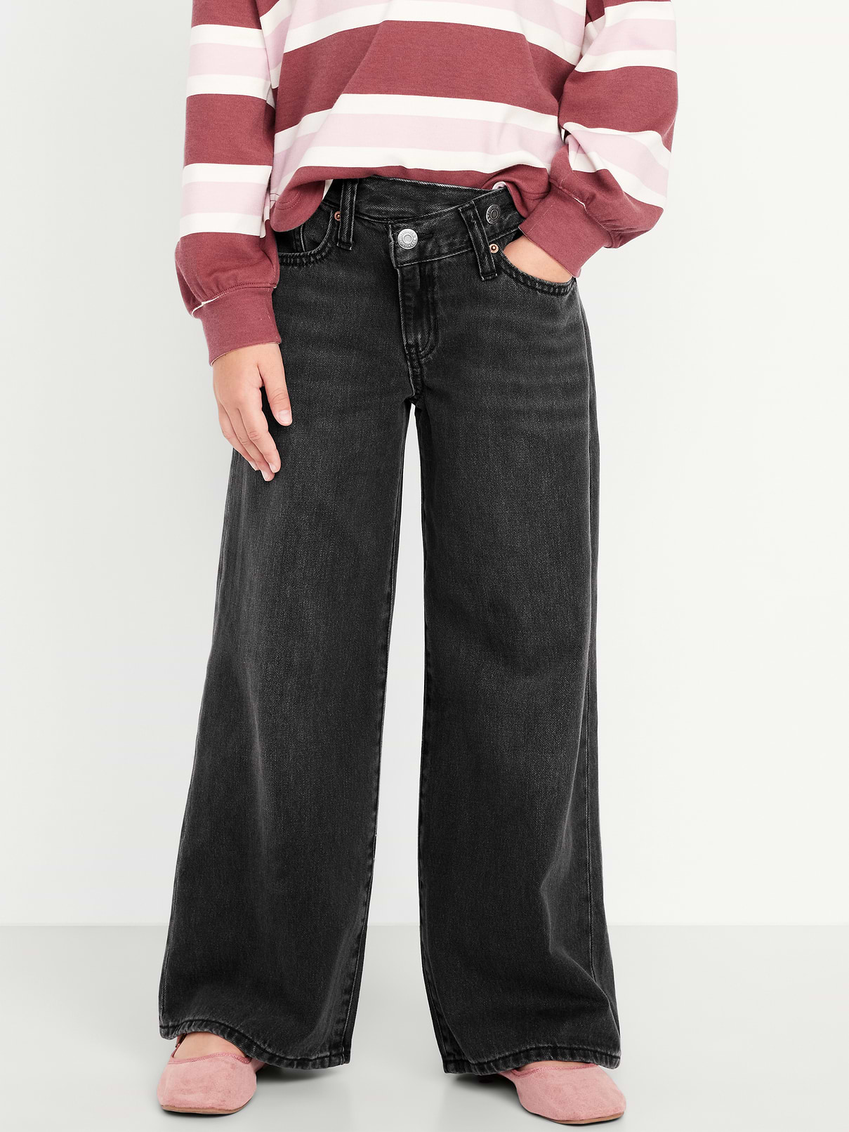 Image number 1 showing, Super Baggy Wide-Leg Crossover Jeans for Girls