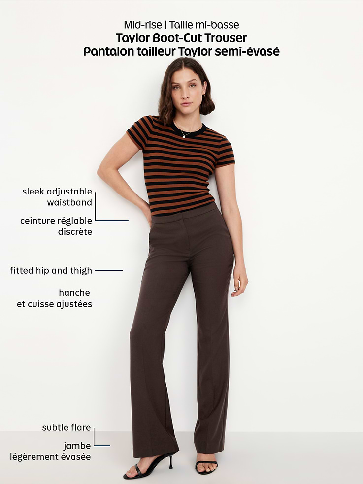 L'image numéro 9 présente Pantalon Taylor semi-évasé à taille basse moyenne