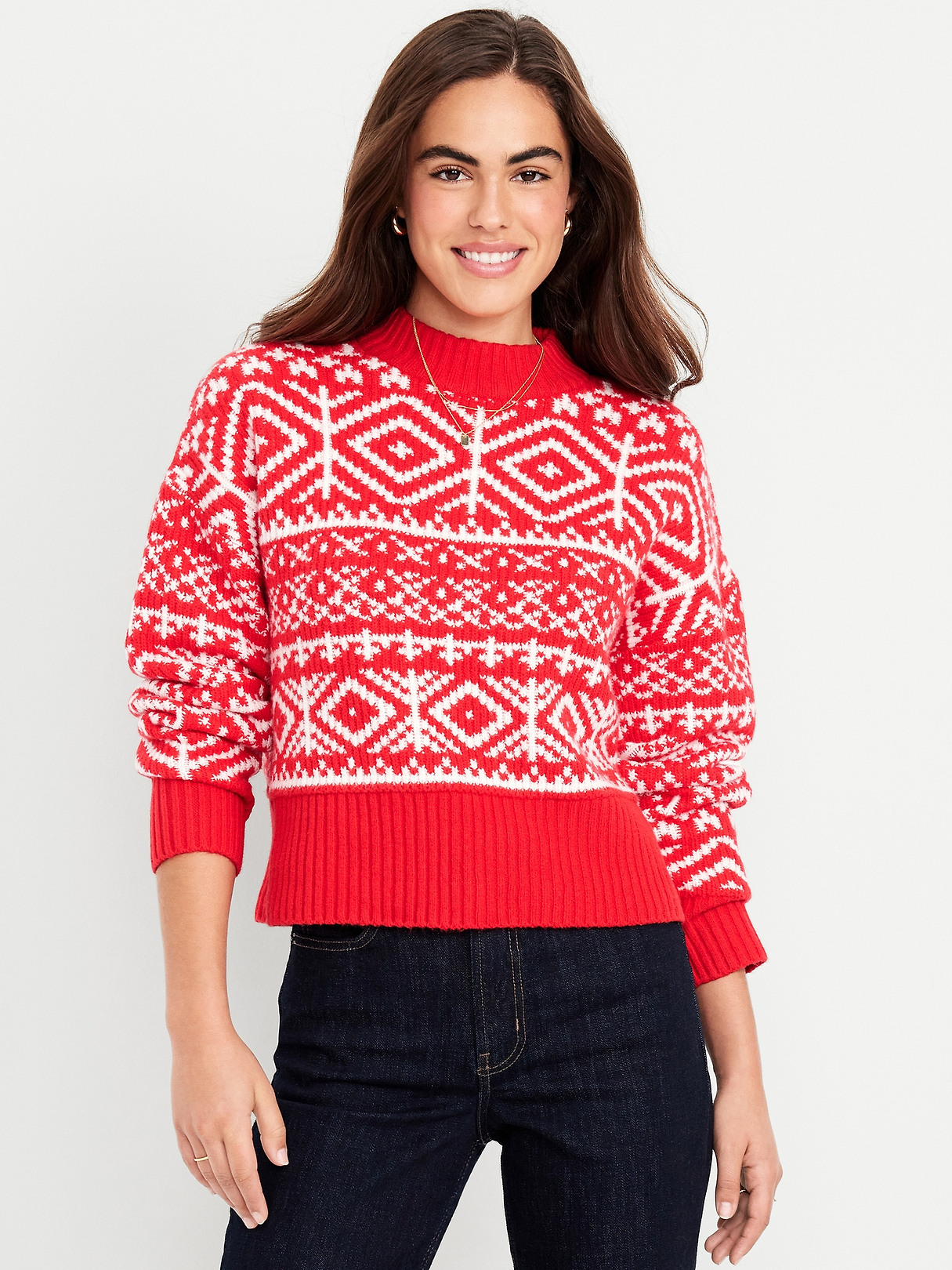 SoSoft Mock-Neck Fair Isle Sweater | Old Navy