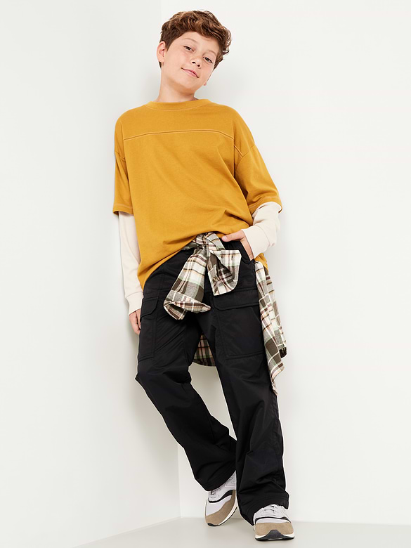 Pantalon cargo coupe très généreuse à taille extensible avec ceinture pour Garçon