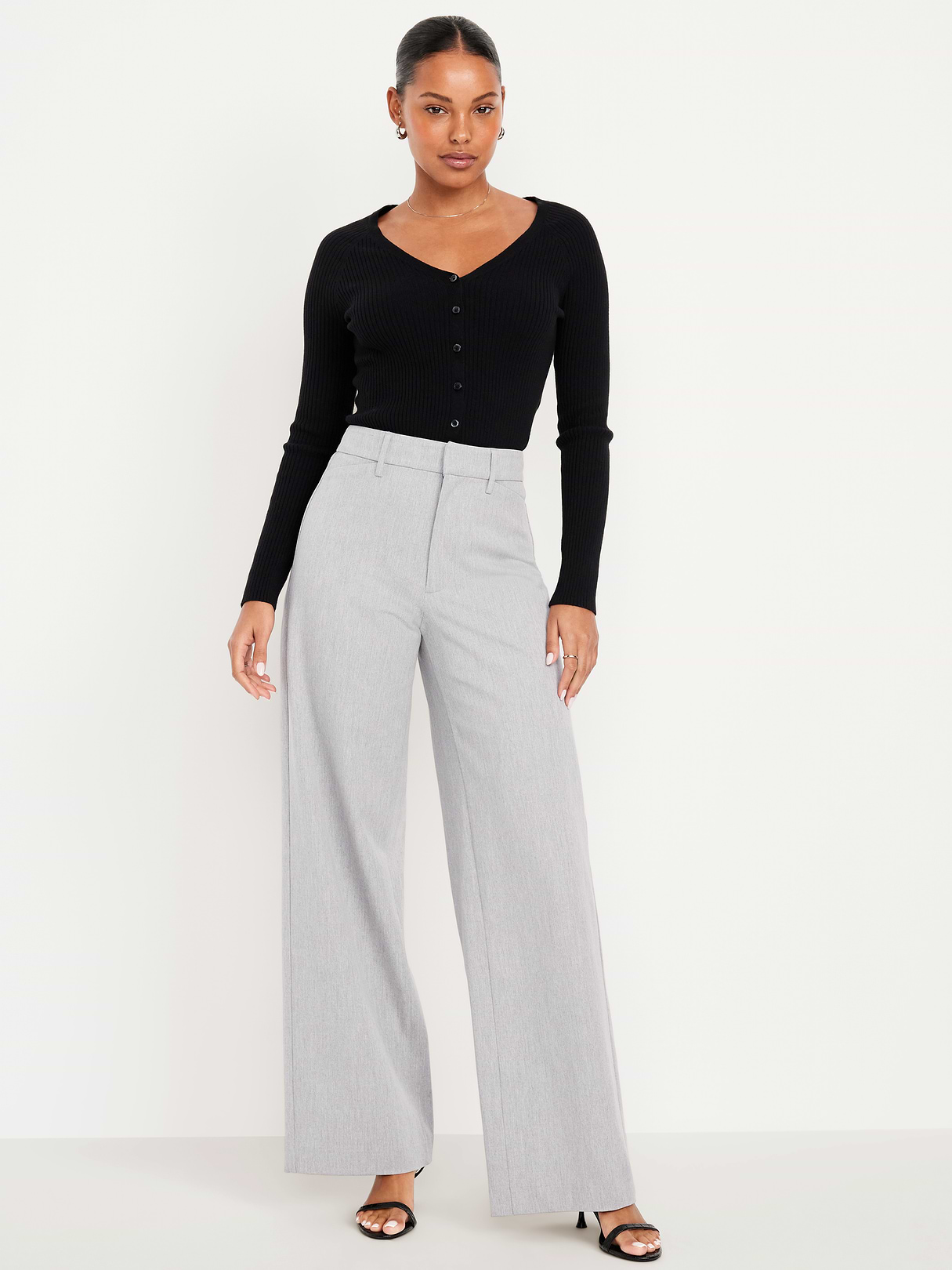 High-Waisted Pixie Super Wide-Leg Pants - Light Heather Gray by Old Navy