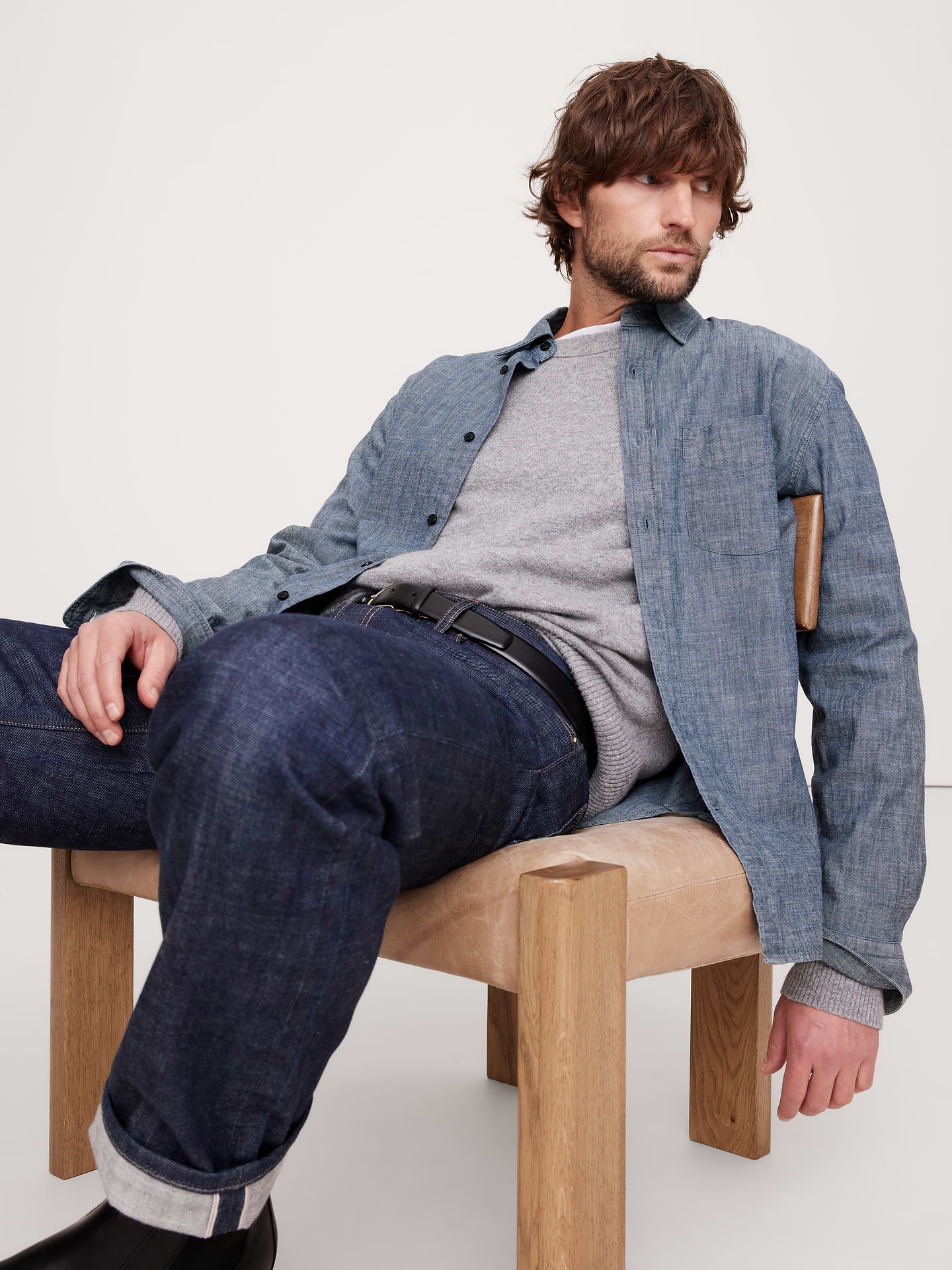 Image number 5 showing, Standard-Fit Chambray Shirt