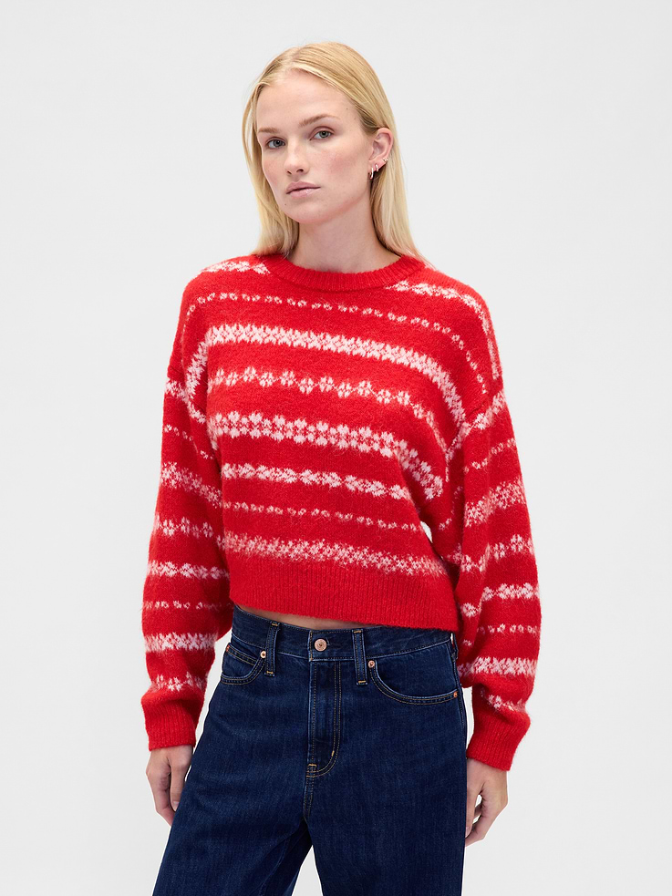 Image number 1 showing, Fuzzy Oversized Crewneck Sweater