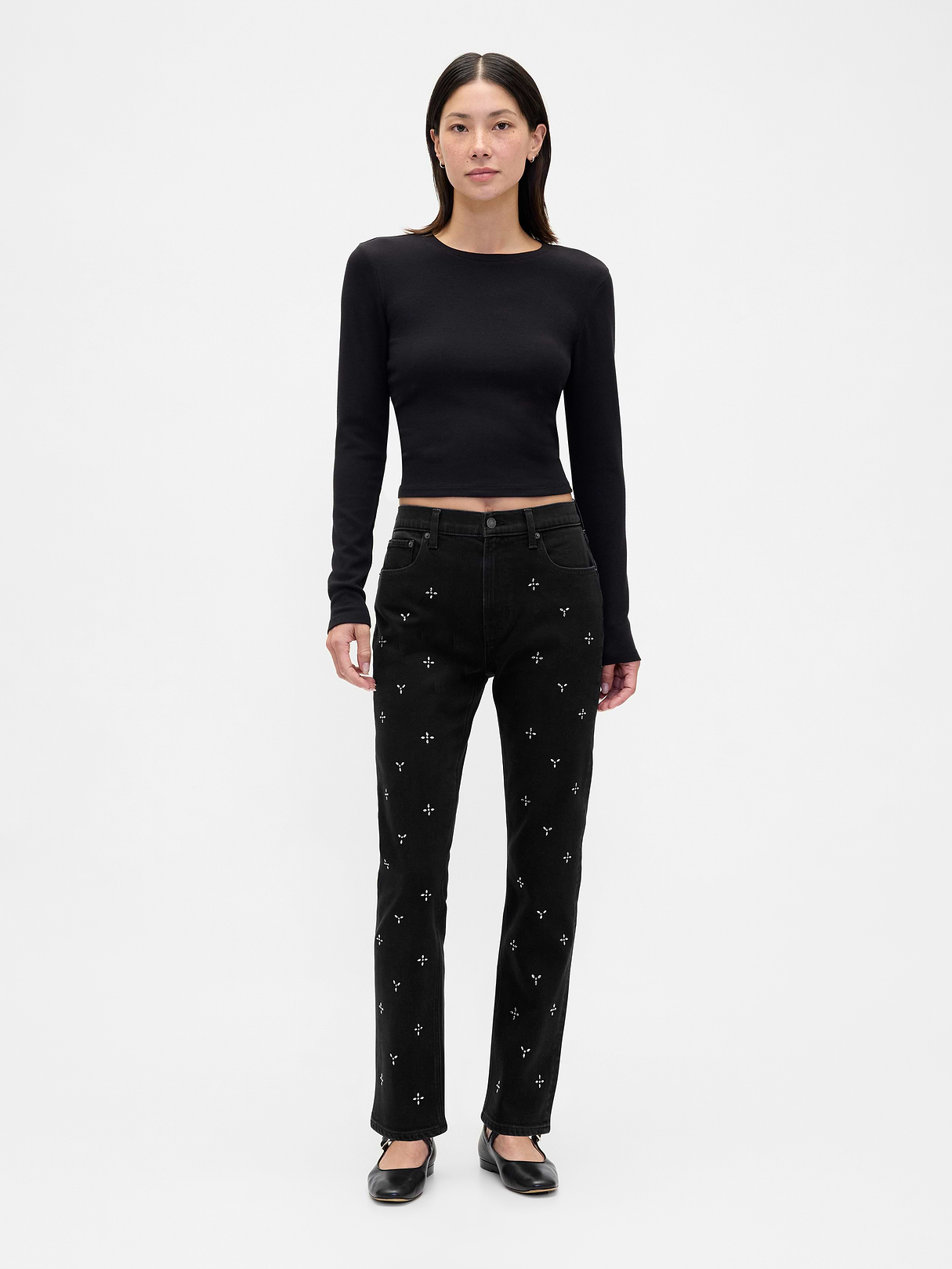 High Rise ’90s Slim Straight Jeans - Poetic black by Gap