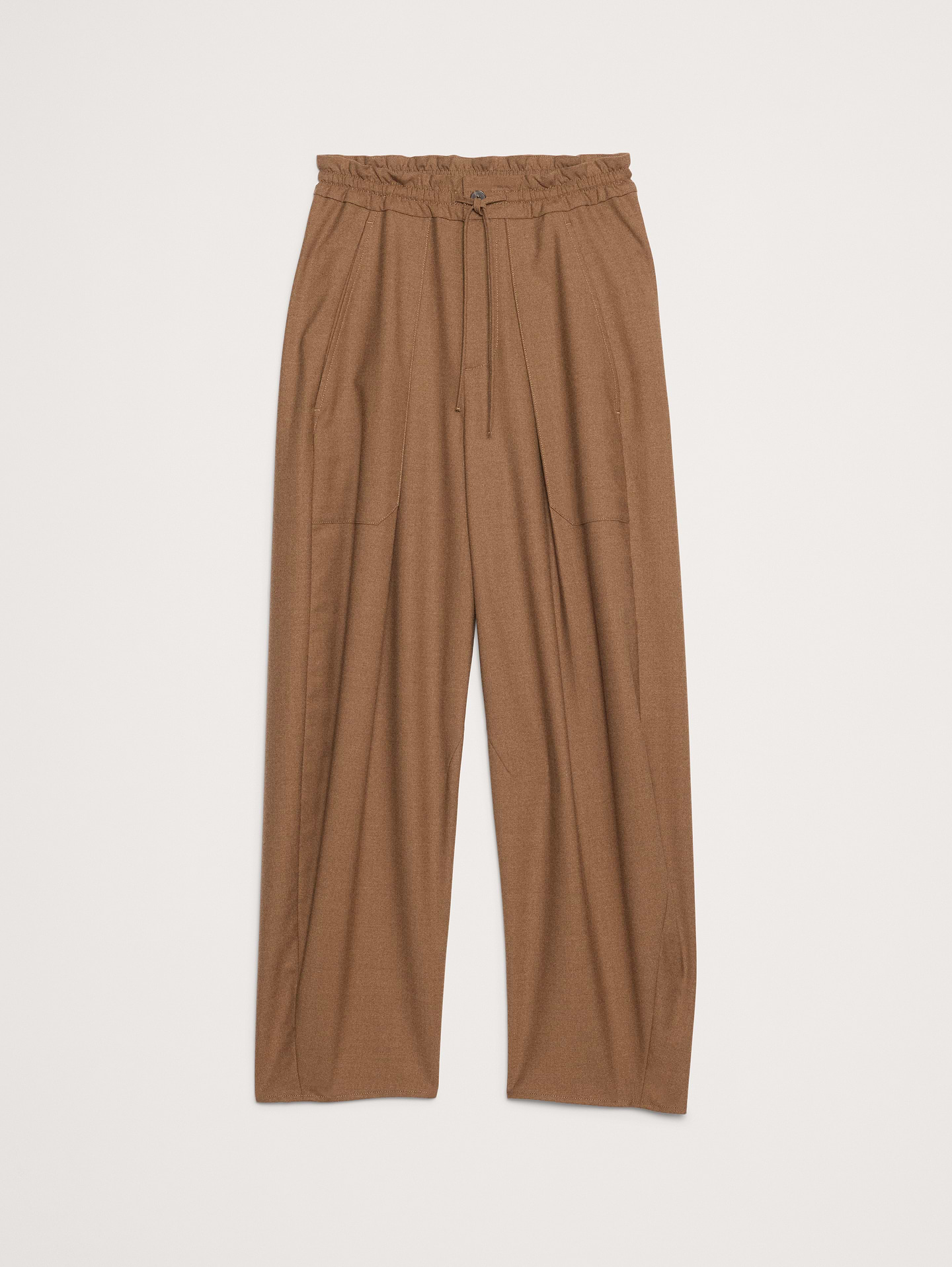 Image number 4 showing, High-Rise Pleated Barrel Flannel Pull-On Pant