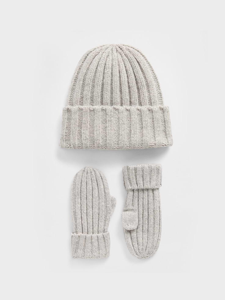 Image number 1 showing, Baby & Toddler CashSoft Rib Beanie & Mittens Set