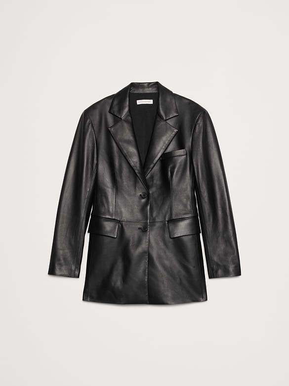 Fitted Leather Blazer