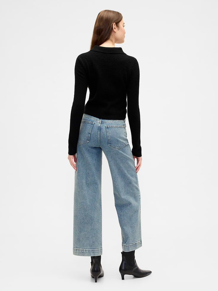 Image number 4 showing, High Rise Wide-Leg Crop Jeans