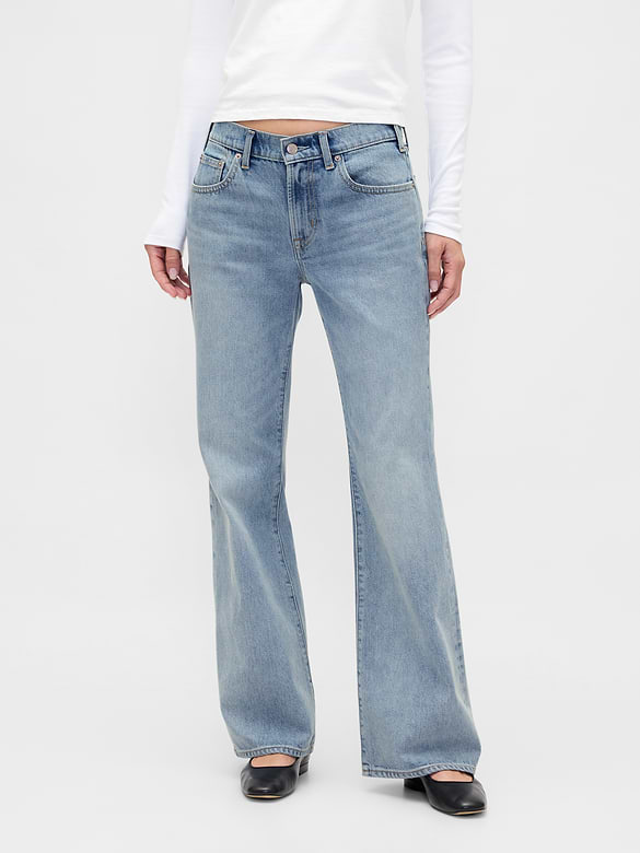 Mid Rise Rigid Relaxed Flare Jeans