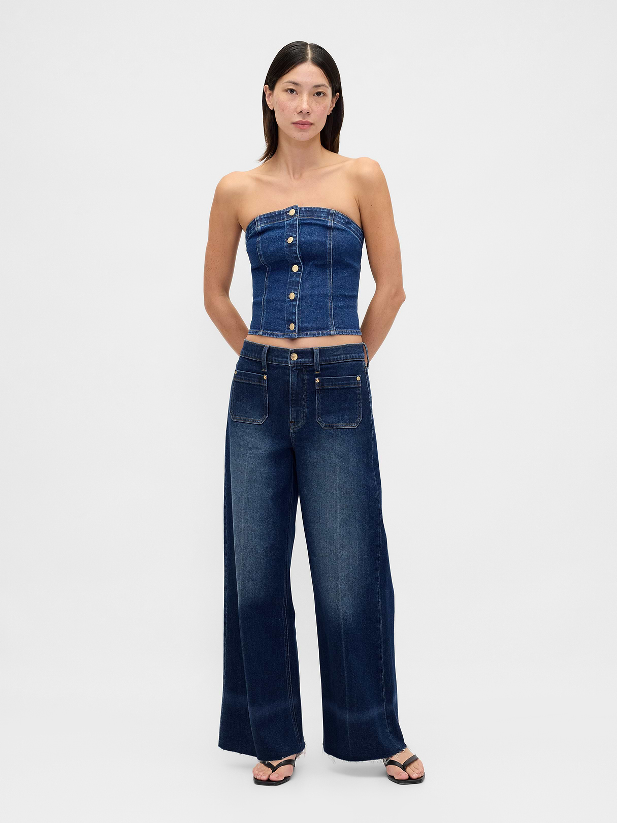 High Rise Stride Wide-Leg Jeans - Medium indigo by Gap