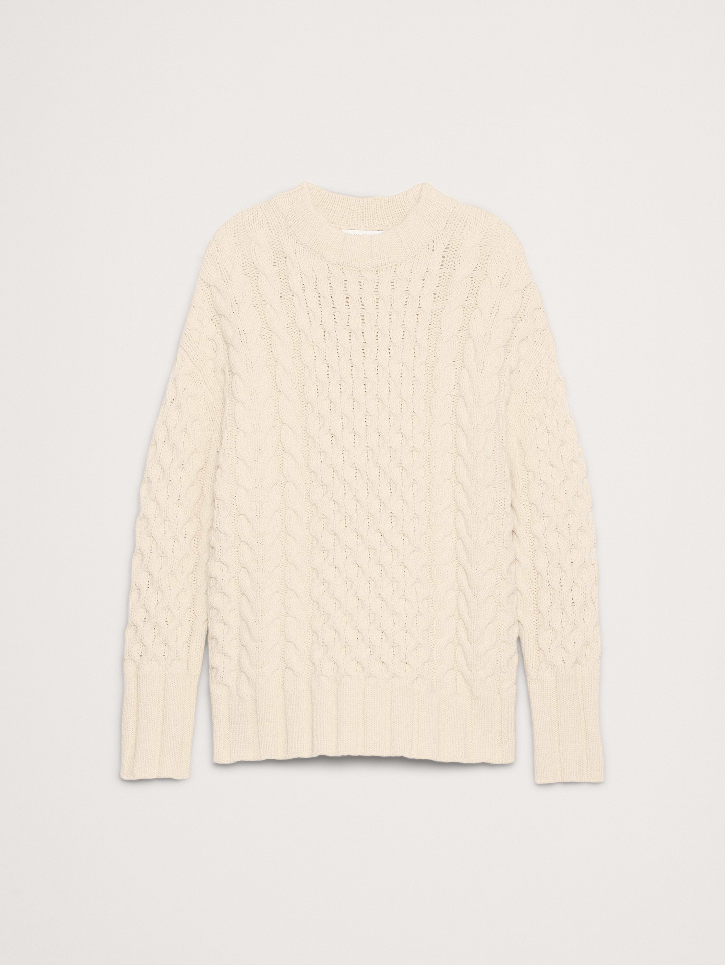 Image 4 of 5, Italian Merino-Blend Cable Tunic Sweater