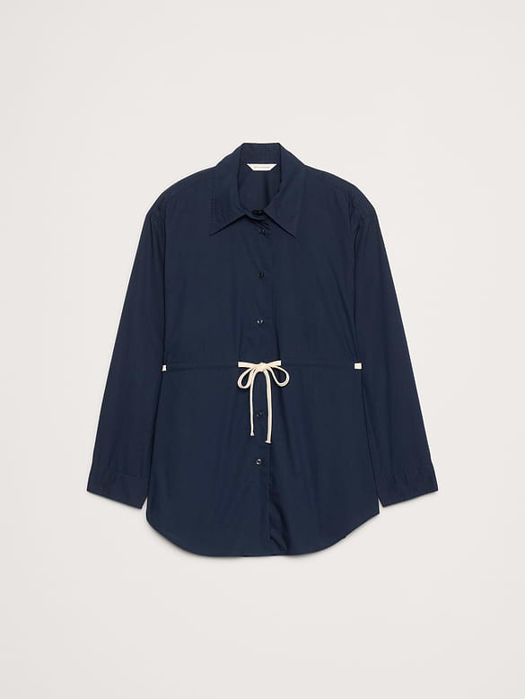 Cotton Poplin Drawstring-Waist Tunic