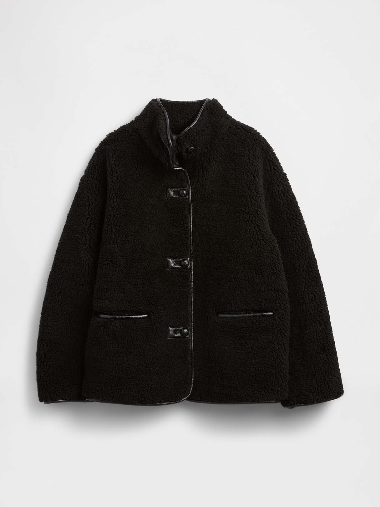 Recycled Sherpa & Vegan Leather-Trim Jacket | Gap