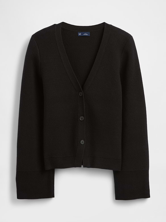 Cotton-Blend Relaxed V-Neck Cardigan Sweater