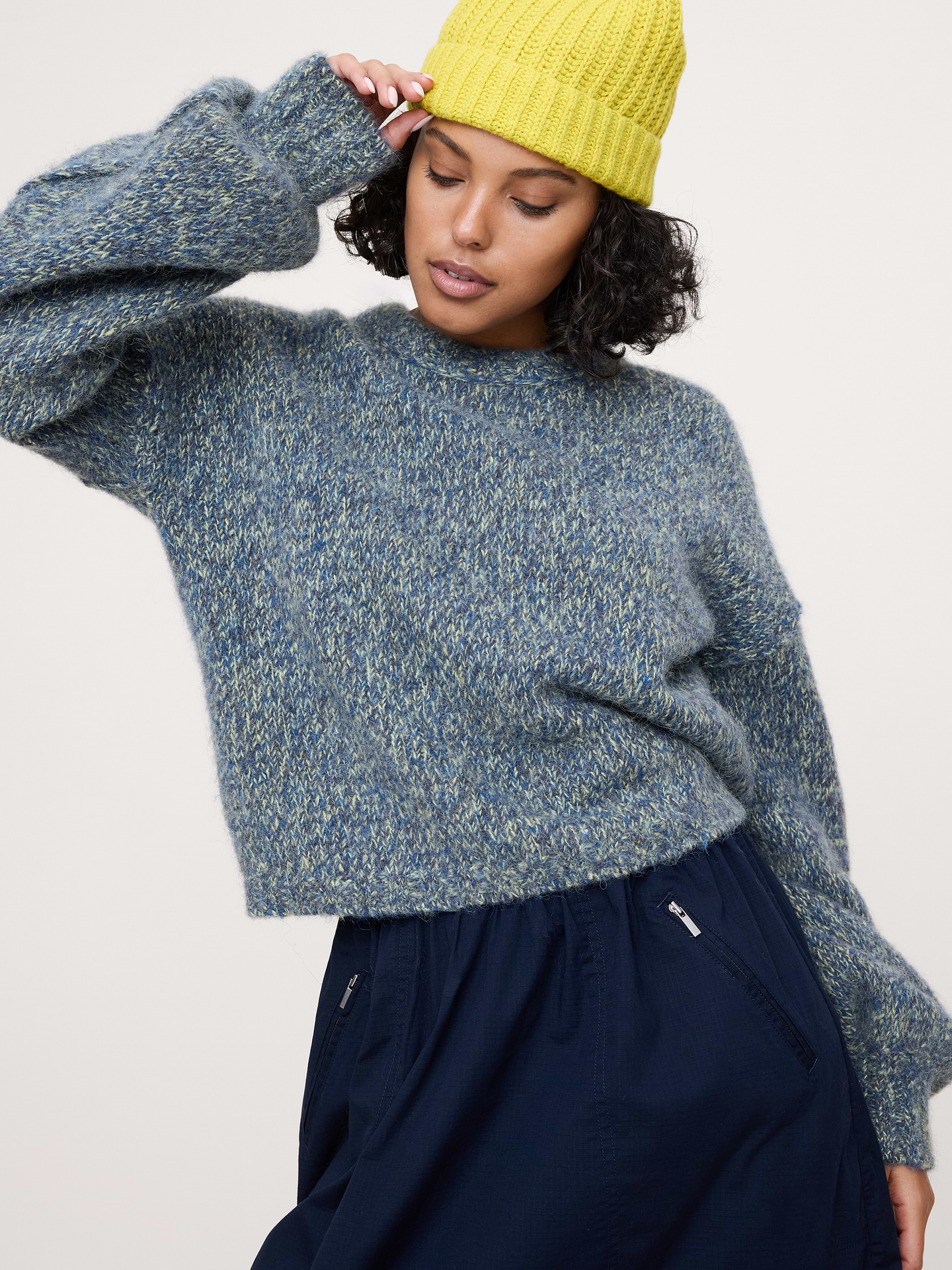 Image number 1 showing, Wool-Alpaca Blend Balloon-Sleeve Sweater