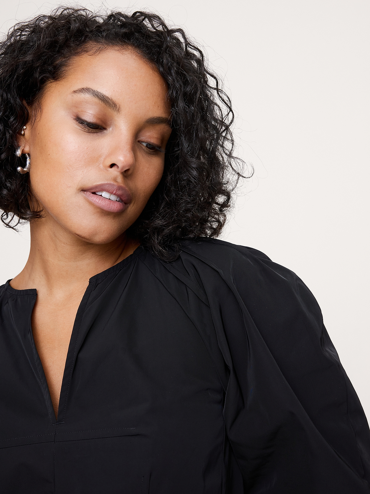 Taffeta Volume-Sleeve Top | Banana Republic