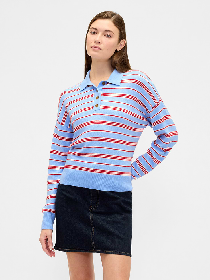 Image number 1 showing, CashSoft Relaxed Sweater Polo Shirt