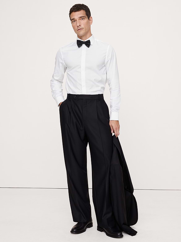 Chemise smoking ajustée en popeline