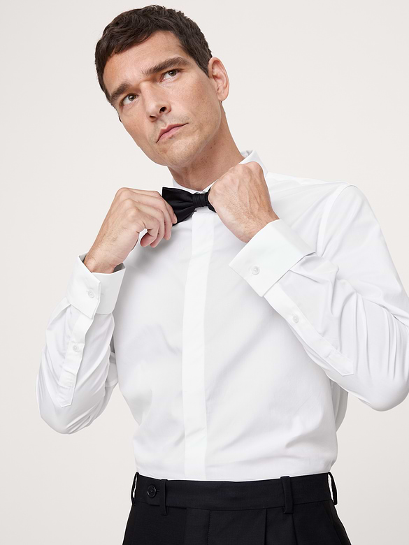 Chemise smoking ajustée en popeline