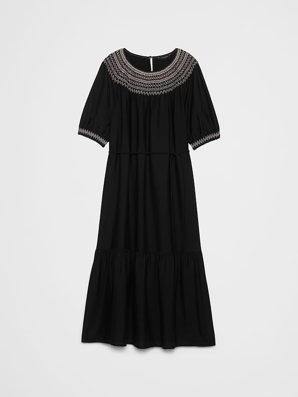3/4 Sleeve Embroidered Dress