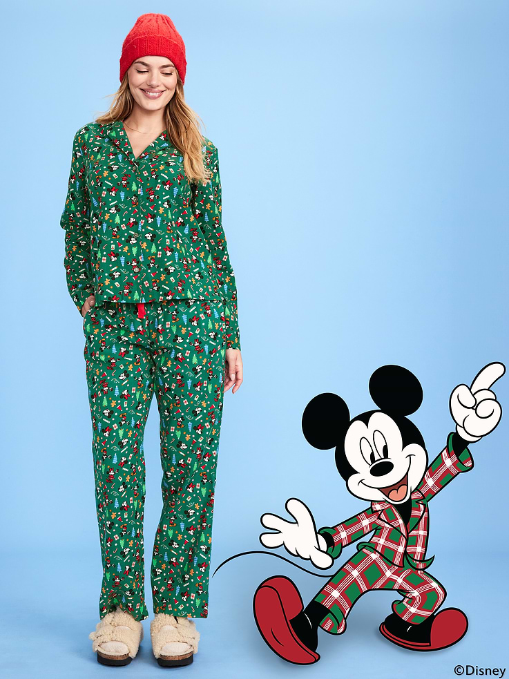 Image number 1 showing, Old Navy x Disney Mickey Mouse & Friends Printed Flannel Pajama Set for Women