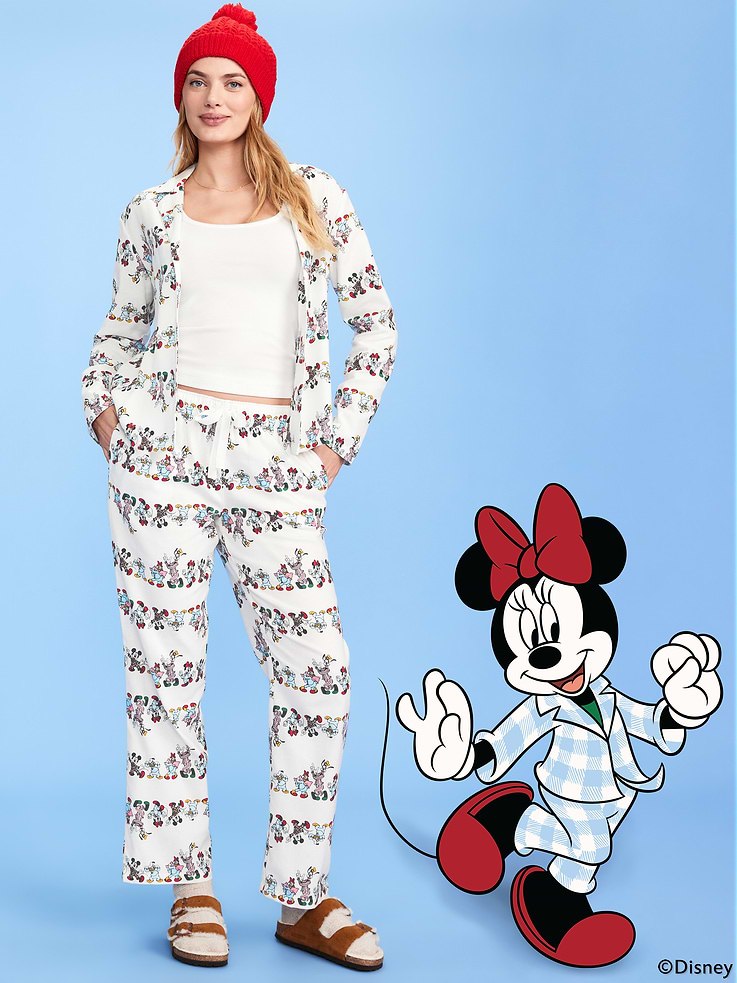 Image number 1 showing, Old Navy x Disney Mickey Mouse & Friends Printed Flannel Pajama Set for Women
