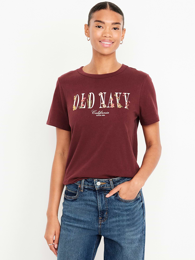 Image 1 of 8, rib-knit crew neck, short sleeves, logo graphic varies, Product #843346