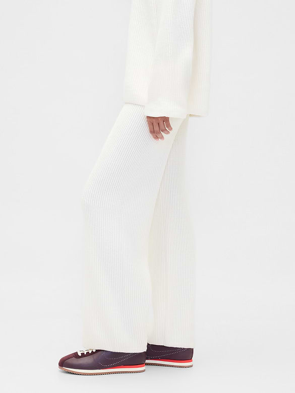 CashSoft Shaker-Stitch Sweater Pants