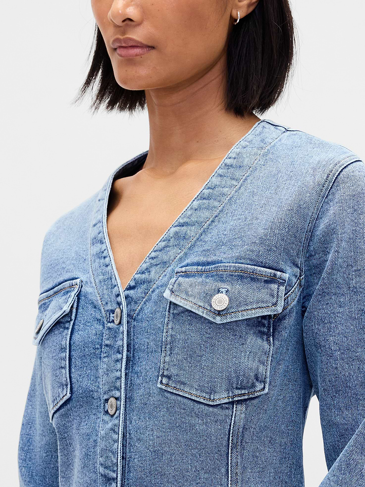Image number 4 showing, Denim Pocket Mini Dress