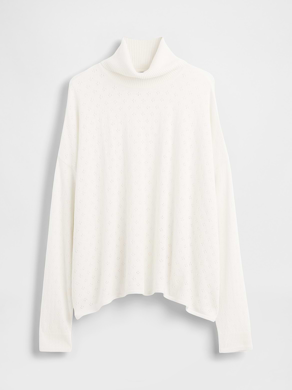 Oversized Pointelle Turtleneck
