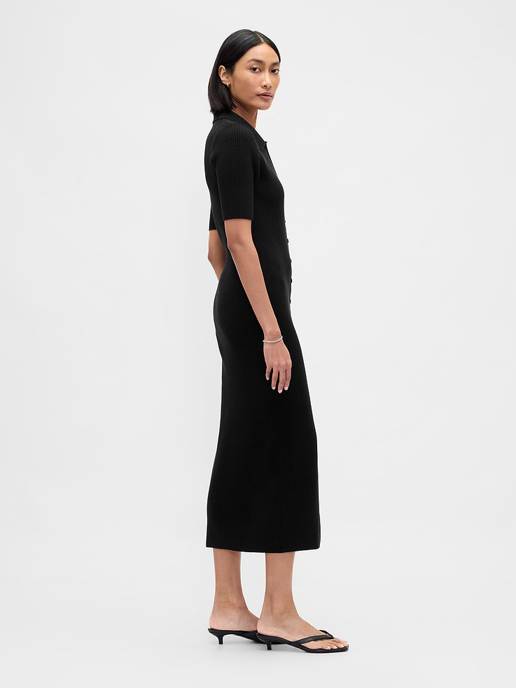 Image number 3 showing, CashSoft Rib Collared Midi Cardigan Dress