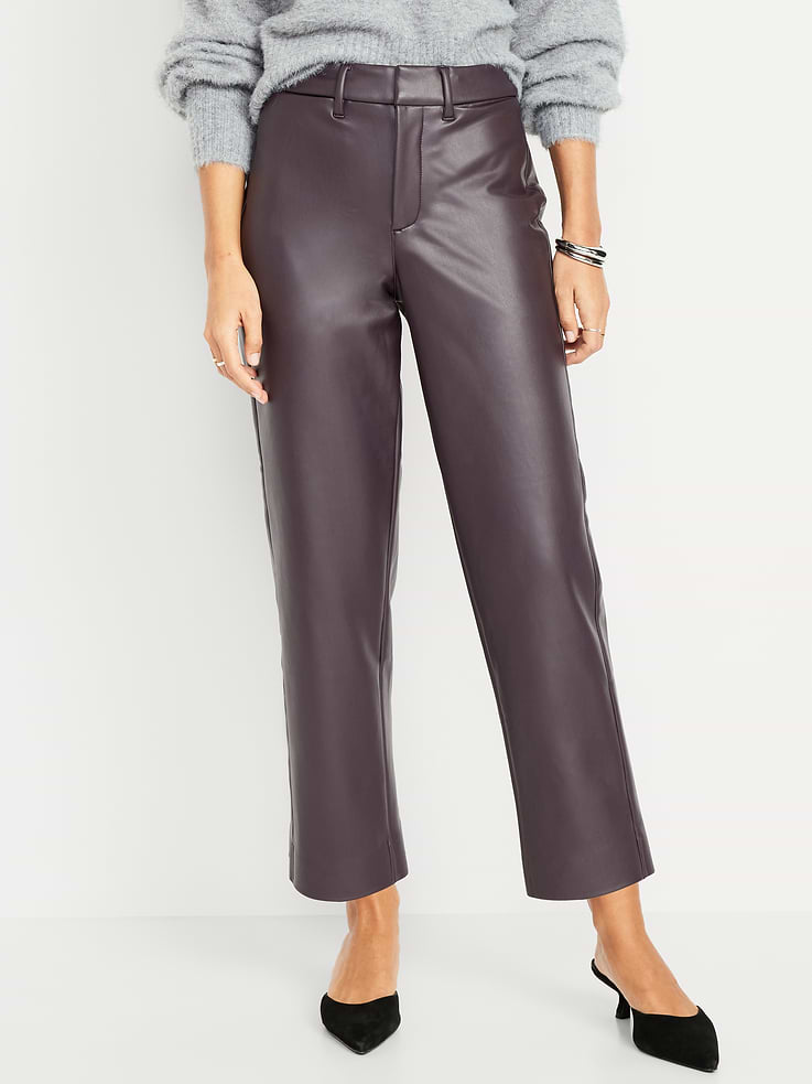 Image number 2 showing, High-Waisted Faux-Leather Pixie Straight Pants