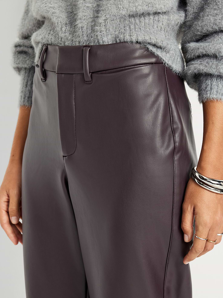 Image number 5 showing, High-Waisted Faux-Leather Pixie Straight Pants