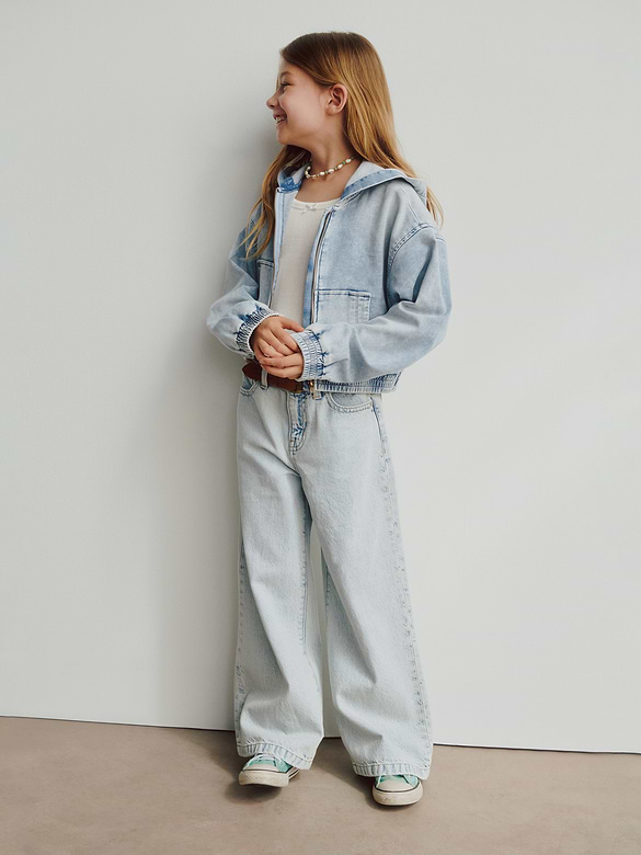 Kids High Rise Stride Wide-Leg Ankle Jeans