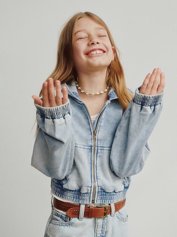 Kids Knit Denim Zip Hoodie