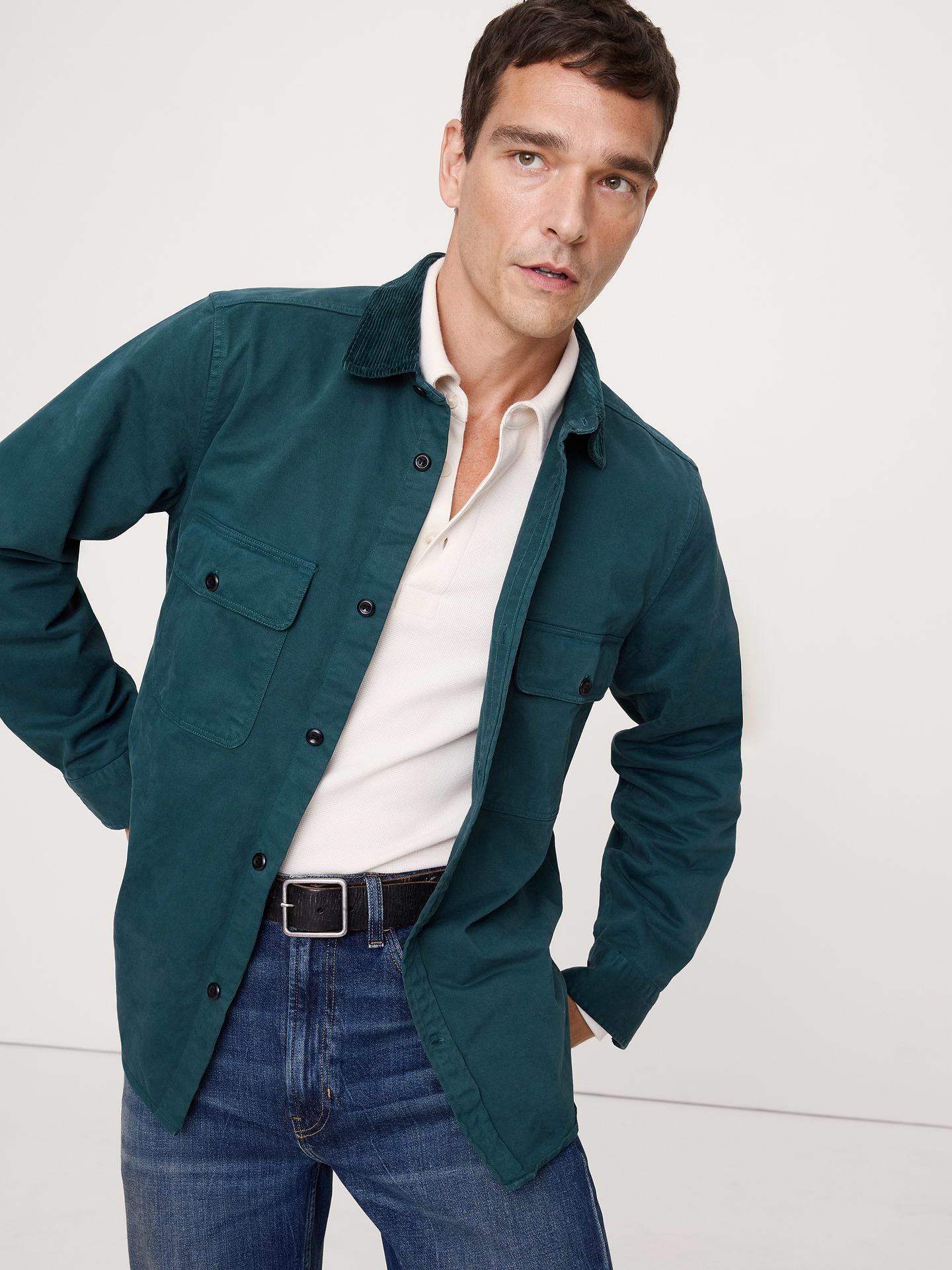 Image number 1 showing, Standard-Fit Cotton Twill Overshirt