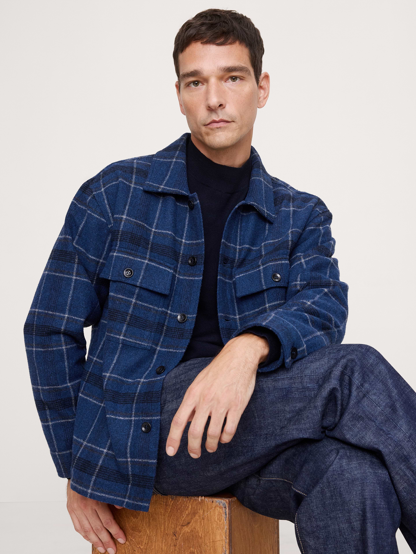 Image number 1 showing, Relaxed-Fit Plaid Heavy Overshirt with Wool